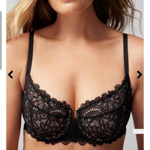 SOMA  Unlined Lace Balconette Bra 38G Black